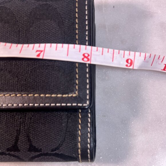 Coach Black Signature Canvas & Leather Wallet Purse Check Book Credit Cards ID - Picture 7 of 8